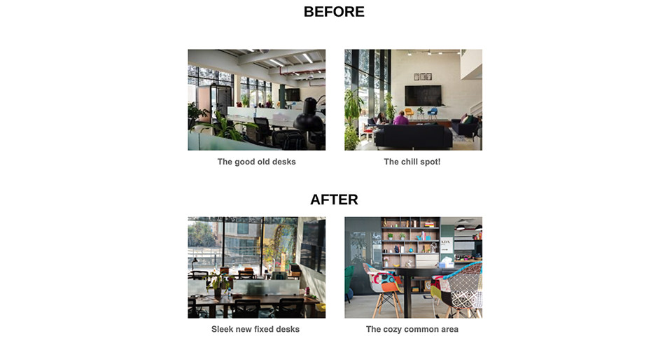 Before and After photos of the new co-working spaces available